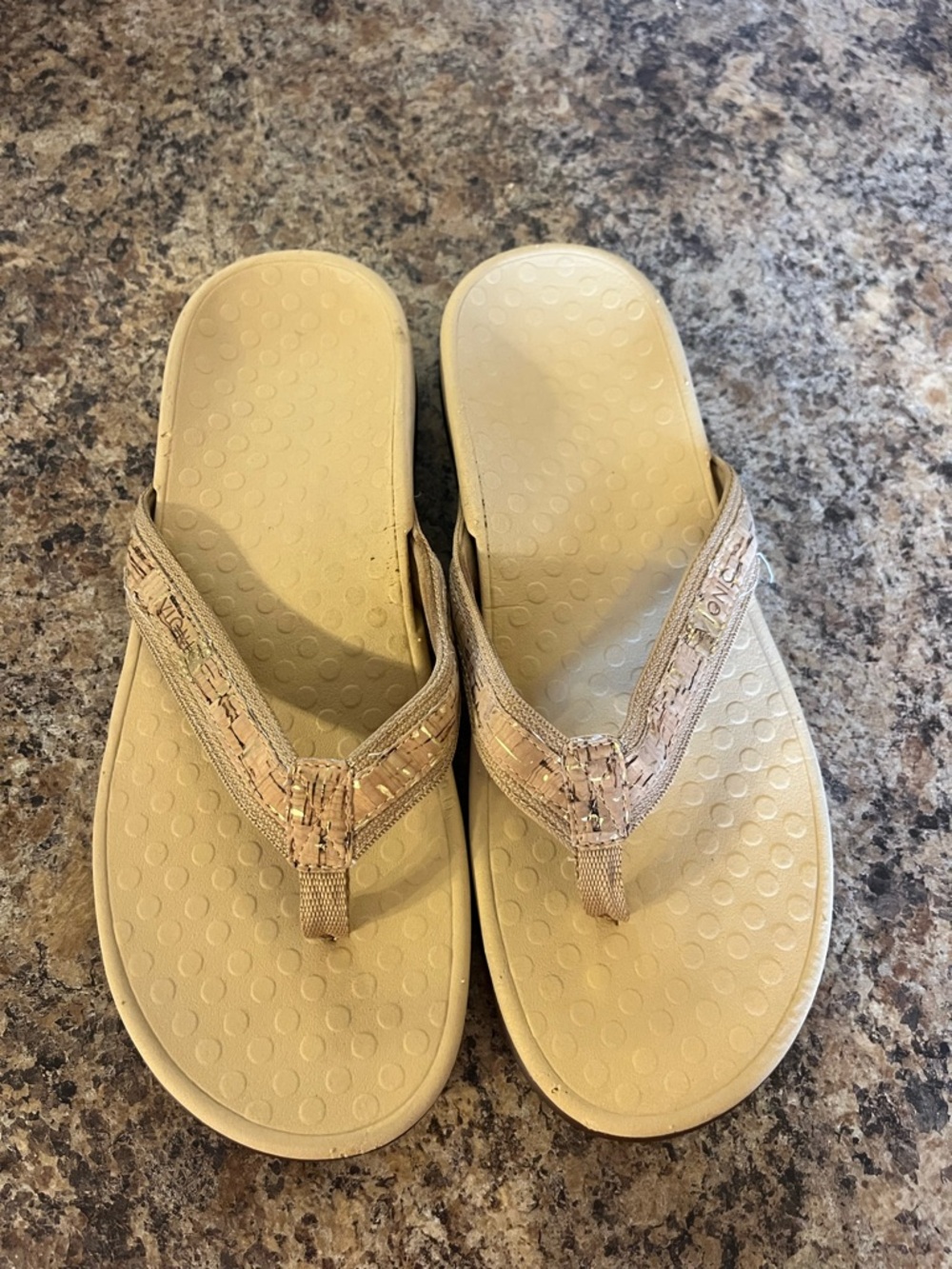 Women’s‎ Beige Cork-Pattern Flip Flop Sandals